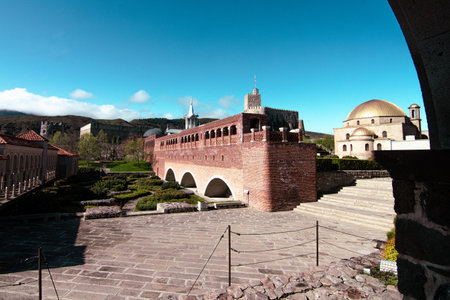 A breathtaking view of Rabati Castle in Akhaltsikhe, Georgia, showcasing its diverse architectural...