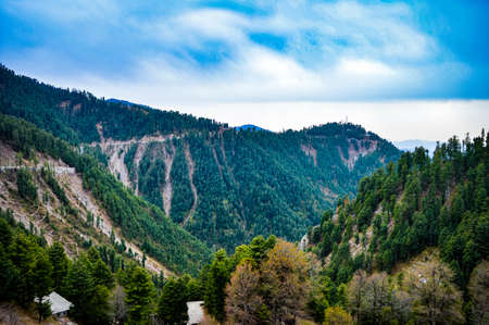 A Beautiful scenery from the restaurant near Murree city located in Pakistanの写真素材
