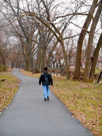 A walk in the park beside the canal on a chilly afternoon 