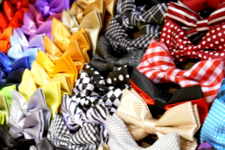 Bow ties on display in the store の写真素材