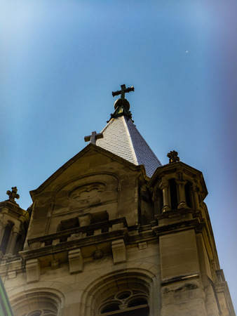 Church tower points to heavenの写真素材
