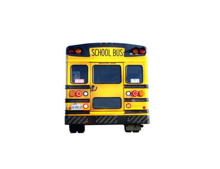 Big yellow school bus isolated on white.