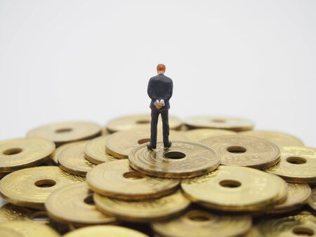 A man with five yen ballsの写真素材