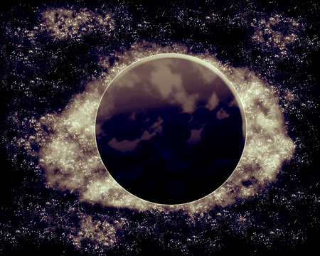 moon and  planet - fantasy spaceの写真素材