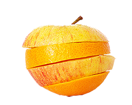 apple sliced stacked on white backgroundの写真素材