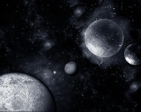 Stars of a planet and galaxy in a free spaceの写真素材