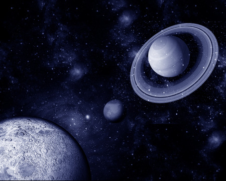 Stars of a planet and galaxy in a free spaceの写真素材