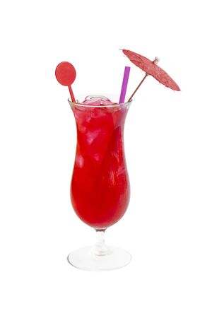 Lollipop strawberry cocktail isolated on white backgroundの写真素材