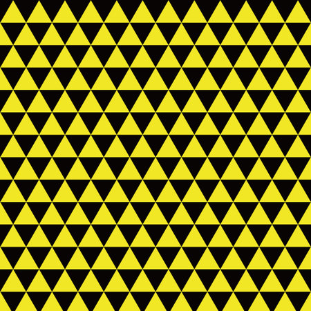 Seamless geometric pattern. Black and yellow triangles on a black background.