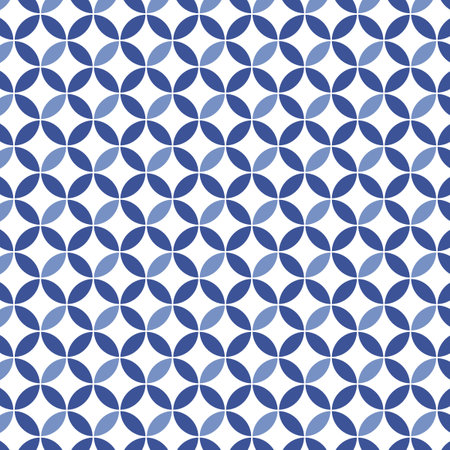 Vector seamless pattern of blue and white circles on a white background.のイラスト素材