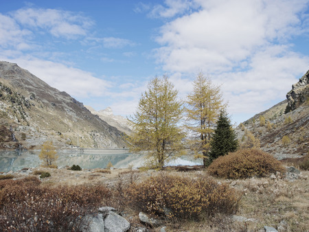 lac and dam of Moiry in the valley of Anniviers. Valais switzerlandの写真素材
