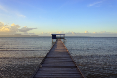 jetty at sea in Borneo, Sabah, Malaysiaの写真素材