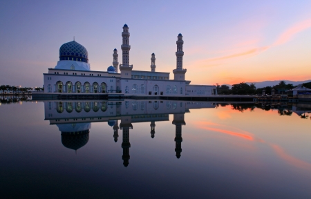 Likas floating mosque at Sabah, Borneo, Malaysia