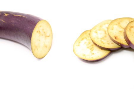 Eggplant over white backgroundの写真素材