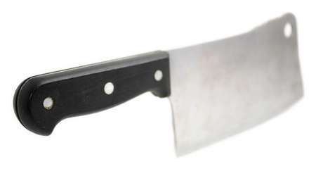 Used butcher knife isolated on white