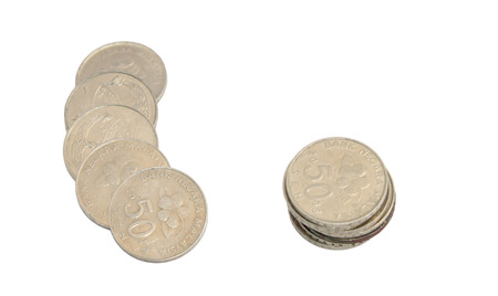 Malaysian coins isolated on white