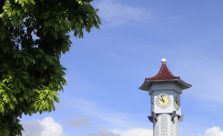Clock tower with blue sky at Kudat, Sabah, Malaysia