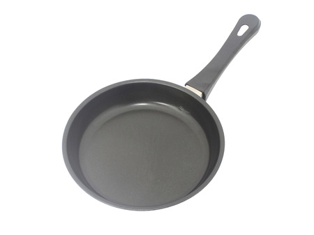 Frying pan isolated on whiteの写真素材