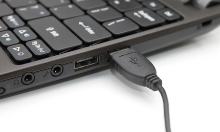 USB cable plugged in to laptop
