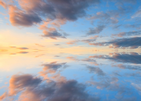 Colorful reflection of sunriseの写真素材