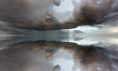 Abstract reflection of gloomy cloudsの写真素材