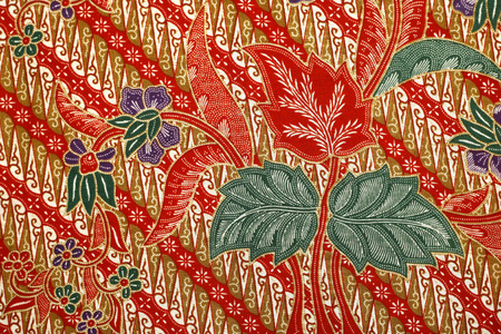 Fabric with floral batik pattern