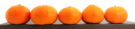 Small honey tangerines isolated on whiteの写真素材