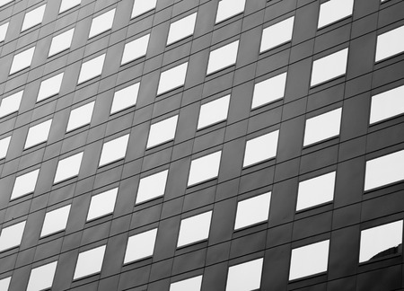 Abstract pattern of building windows in black and whiteの写真素材