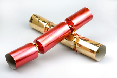 christmas cracker isolated on a white backgroundの写真素材