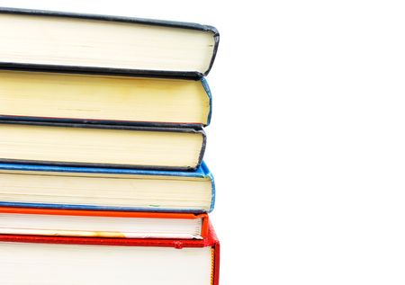 old books on white background