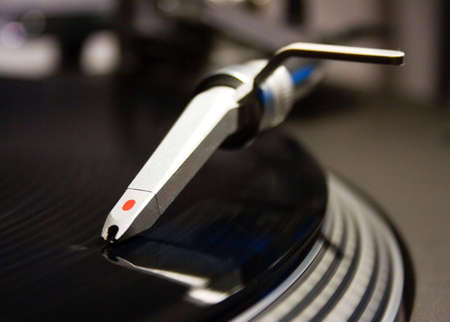 A record playing on a turntable.の写真素材