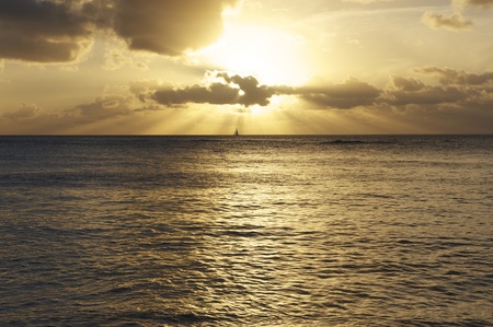 Sunset at Sunset-Beach, Hawaiiの写真素材