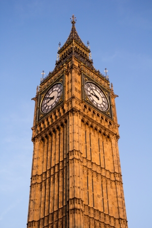 Big Ben with a warm sunset glowの写真素材