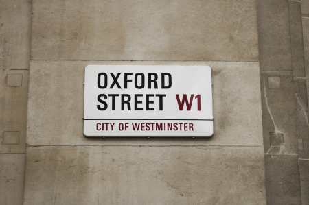 London, UK - August 6, 2013  A sign for Oxford Street in central London  Oxford Street is a popular retail street with many flagship stores のeditorial素材