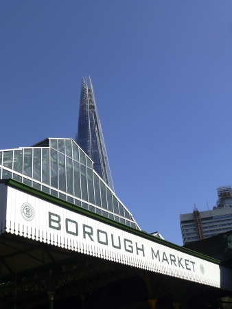 London, UK - 20th April 2013  The sign for one of the entrances to Borough Market, near London Bridge  This popular market has many stalls selling different types of food from over the world のeditorial素材