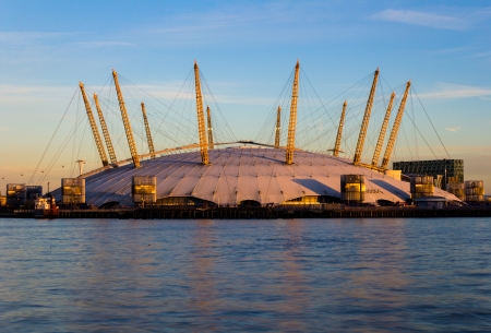 London, UK - January 21, 2014  The O2 Arena in London at sunset のeditorial素材
