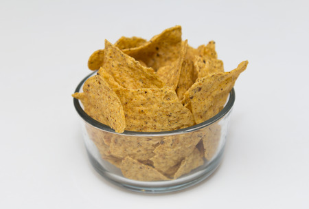 Closeup to Tortilla Chips in a Bowl