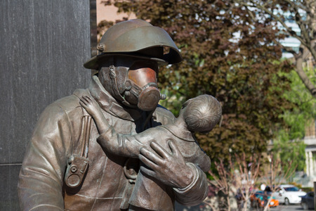 TORONTO, CANADA - MAY 22, 2014: Part of the Ontario Fire Fight Memorial in Central Torontoのeditorial素材