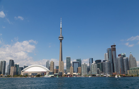 TORONTO, CANADA - 27TH JULY 2014: The Toronto Skyline from Lake Ontario during the day