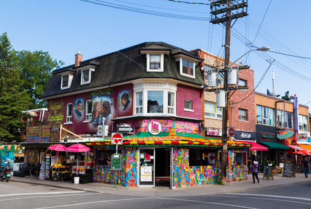 TORONTO, CANADA - 4TH SEPTEMBER 2014: The outside of the Big Fat Burrito Building located in Kensington Market Torontoのeditorial素材