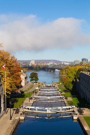 OTTAWA, CANADA -  12TH OCTOBER 2014: Ottawa Locks along the Rideau Canal during the dayのeditorial素材