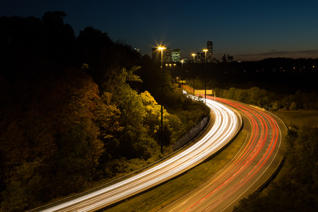 A view of Light trails on a highway