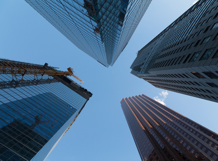 TORONTO, CANADA - 13TH JANUARY 2015: An upwards view of buildings in downtown Toronto during the dayのeditorial素材