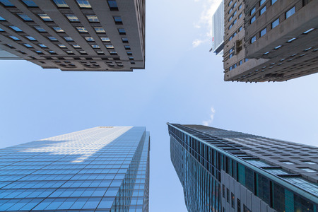 TORONTO, CANADA - 13TH JANUARY 2015: An upwards view of buildings in downtown Toronto during the dayのeditorial素材