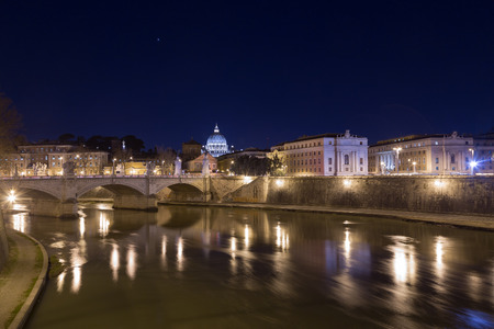 Part of the Rome Skyline showing Ponte Vittorio Emanuele II bridge and buildings near Vatican Cityの写真素材