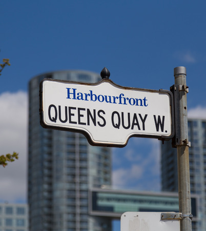 TORONTO, CANADA - 19TH MAY 2015: A sign for Queens Quay West in Toronto in the Harbourfront Districtのeditorial素材