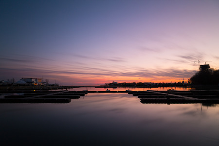 Peaceful Harbour Sunset with copy space