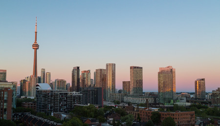 Toronto Skyline at Sunset from the west with copy space
