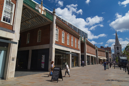 LONDON, UK - 21ST JULY 2015: The outside of Old Spitalfields Market in London during the day. People...