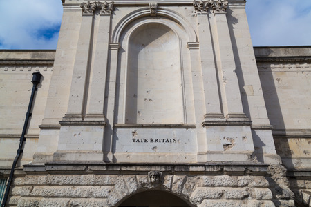 LONDON, UK - 21ST JULY 2015: The outside of Tate Britain in London showing damage to the brickworkのeditorial素材